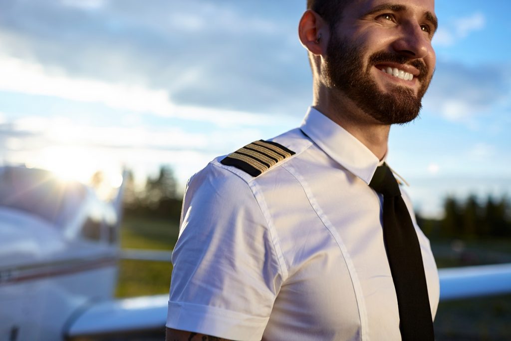 a pilot smiling